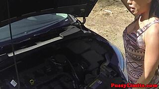 leashed big tits skank roughly doggystyle garage pounded
