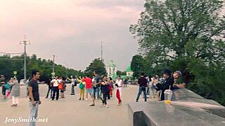 jeny can't hide as cam catches her stripped nude on street