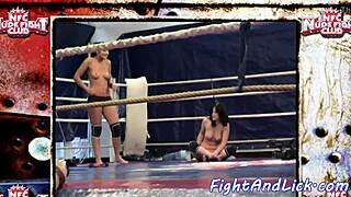 Muscular Lesbians Grapple and Grind in Boxing Ring
