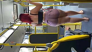brazilian maid flashes juicy tits ass on crowded public bus ride