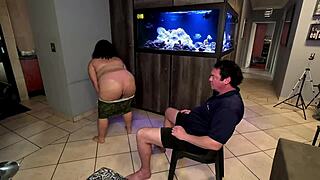 stripping teasing then sucking his thick cock hard