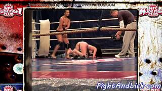 Muscular Lesbians Grapple and Grind in Boxing Ring