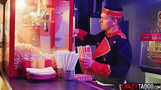 wanna see petite athena faris roughly fuck her naughty boyfriend in cinema?