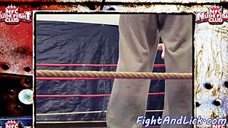 Muscular Lesbians Grapple and Grind in Boxing Ring