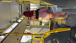 brazilian maid flashes juicy tits ass on crowded public bus ride