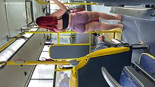 brazilian maid flashes juicy tits ass on crowded public bus ride