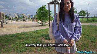 Cute italian babe shifts thong for huge cock outdoors