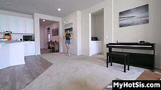 Wet teen cowgirl rides stepbro cock after milk fight soak