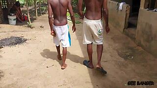 Curvy ebony kitchen bent over cowgirl rides two long dicks amateur style