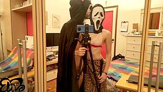 halloween screams from sexy girlfriend's passionate sucking