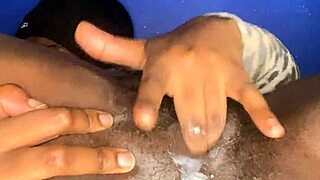 ebony babe indulges in creamy solo pussy play