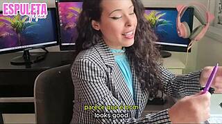 a naughty latina boss guides your pov handjob in dirty lingerie roleplay