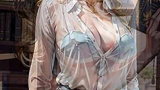 Ever seen a blonde librarian flash her pussy upskirt outside?