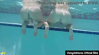 Stunning Babes Vicky Vette Rachel Storms Lick Wet Pussies Poolside!