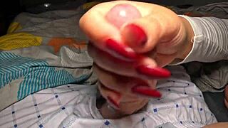 Busty Beauty Guides His Explosive Cumshot Release