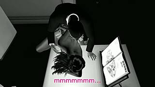 Polka dots getting wild in the kitchen sex scene