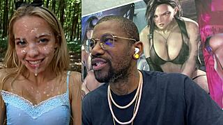 lara croft cosplay snow white slut lactates huge tits bukkake cum fest