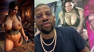 lara croft cosplay snow white slut lactates huge tits bukkake cum fest