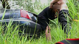 Boss Drags Wife To Forest For Hardcore Bareback Pounding And Cum Swallow In Tight Shaved Pussy