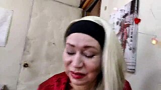 russian mature whore screams on big cock creampie in shaved pussy