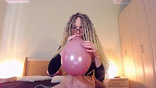 Curvy Big Tits Mommy Plays with Custom Balloons Teasingly