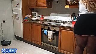 plump latina's enormous ass jiggles wildly during surprise kitchen doggystyle pounding