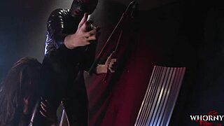 police officer slut rides rough in hardcore threesome with masked dom