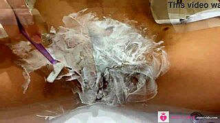 blonde beauty shaves smooth pussy close-up pov fingering natural tits reveal