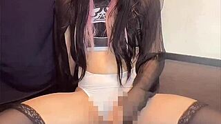 Beautiful Asian Shemale in Swimsuit Quietly Masturbates Her Cute Ass