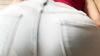 Petite Blonde Strips Tight Jeans Teasingly?