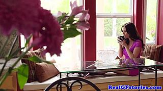 Tattooed lingerie housewives endure shower double anal penetration threesome