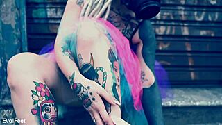 Ballerina struts street in ballet shoes begging foot worship