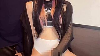 Beautiful Asian Shemale in Swimsuit Quietly Masturbates Her Cute Ass