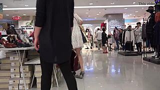 two short skirt nylons beauties try high heels in shoe store candidly