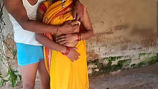 Satin Silk Indian Lover Outdoor Boob Press and Fuck