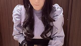 i quietly stroke as beautiful asian shemale masturbates