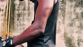 petite biker gangster pounded boldly standing on bike in public garage