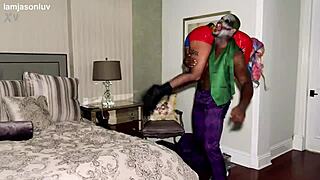 jason luv unloads creampie in kali roses as harley quinn
