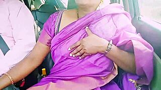 indian housewife in saree flirts dirty with driver during steamy car sex session