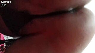 Chubby wife flashes fat ass in thong voyeur