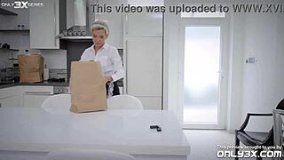 Redhead maid stumbles into blonde and latina's STEAMY STOCKING THREESOME