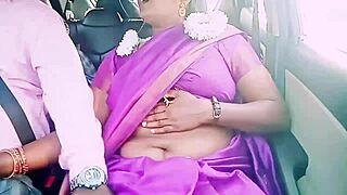 indian housewife in saree flirts dirty with driver during steamy car sex session