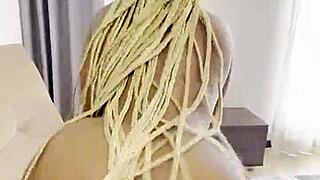 I'm pounding this horny tattooed teen behind my girlfriend's back