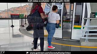 Sweaty sneakers and socks stripped off in public cableway thrill