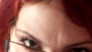 glasses-wearing karla rose kneels in pov locking eyes deepthroating wrapped cock hungrily