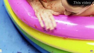 romana ryder and tammie lee wrestle in slippery lesbian jelly