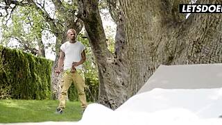 oh baby, watch this cheating latina milf ride gardener's big cock poolside