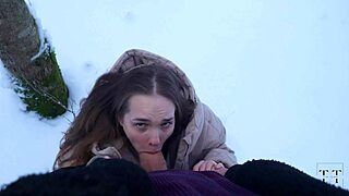 Winter forest walk turns into pussy-stretching monster cock fill 4k
