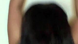 Ebony milf slut dances bikini tease with big natural tits bouncing