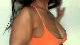 Ebony milf slut dances bikini tease with big natural tits bouncing